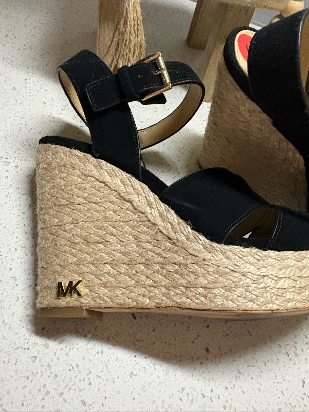 Michael Kors Black Suede Espadrille Wedge Sandals - Picture 3 of 5